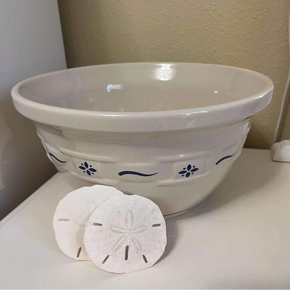 Longaberger Woven Traditions Large Mixing Bowl Blue Accents